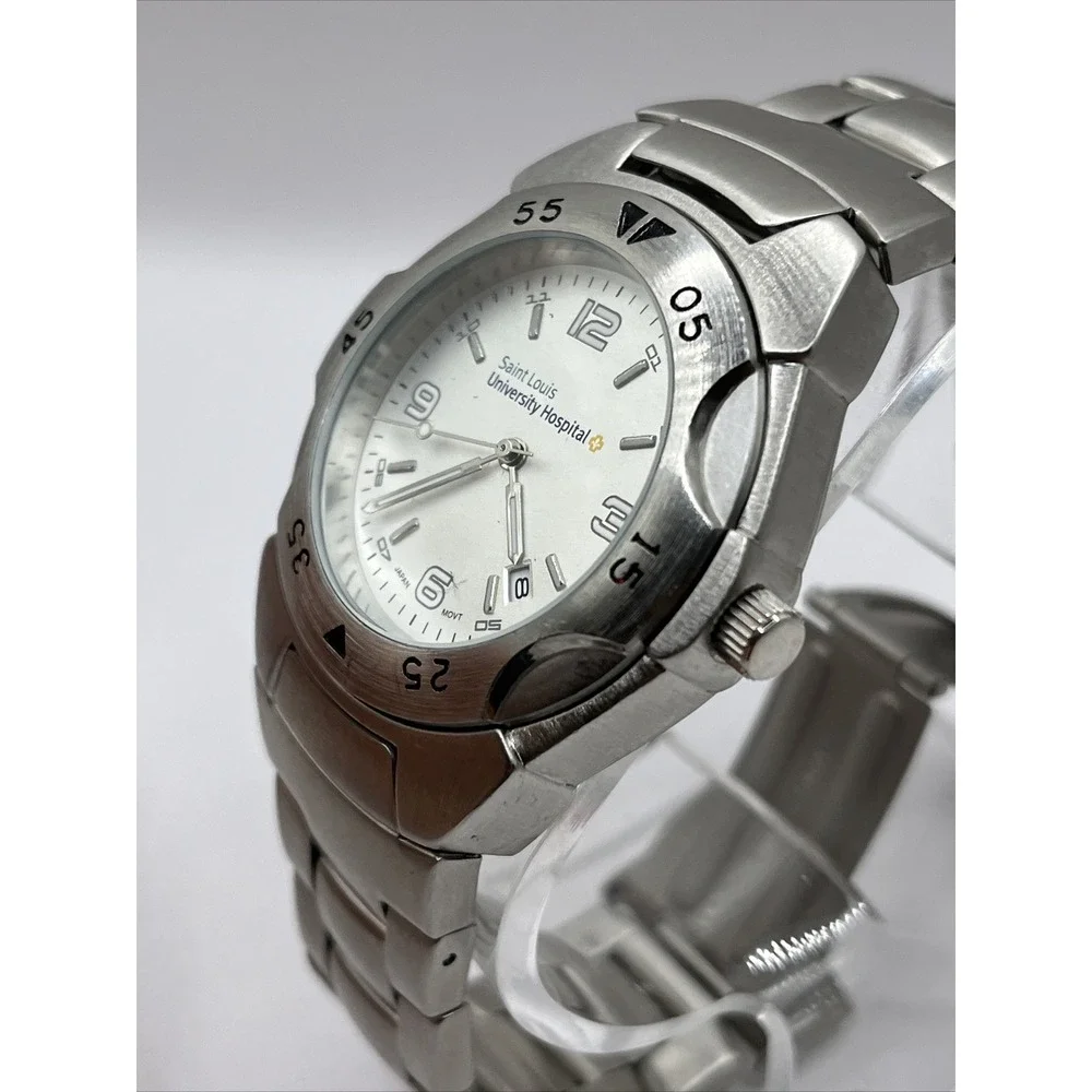 Saint Louis University Hospital Men's Quartz‎ Watch Silver Tone- New Battery